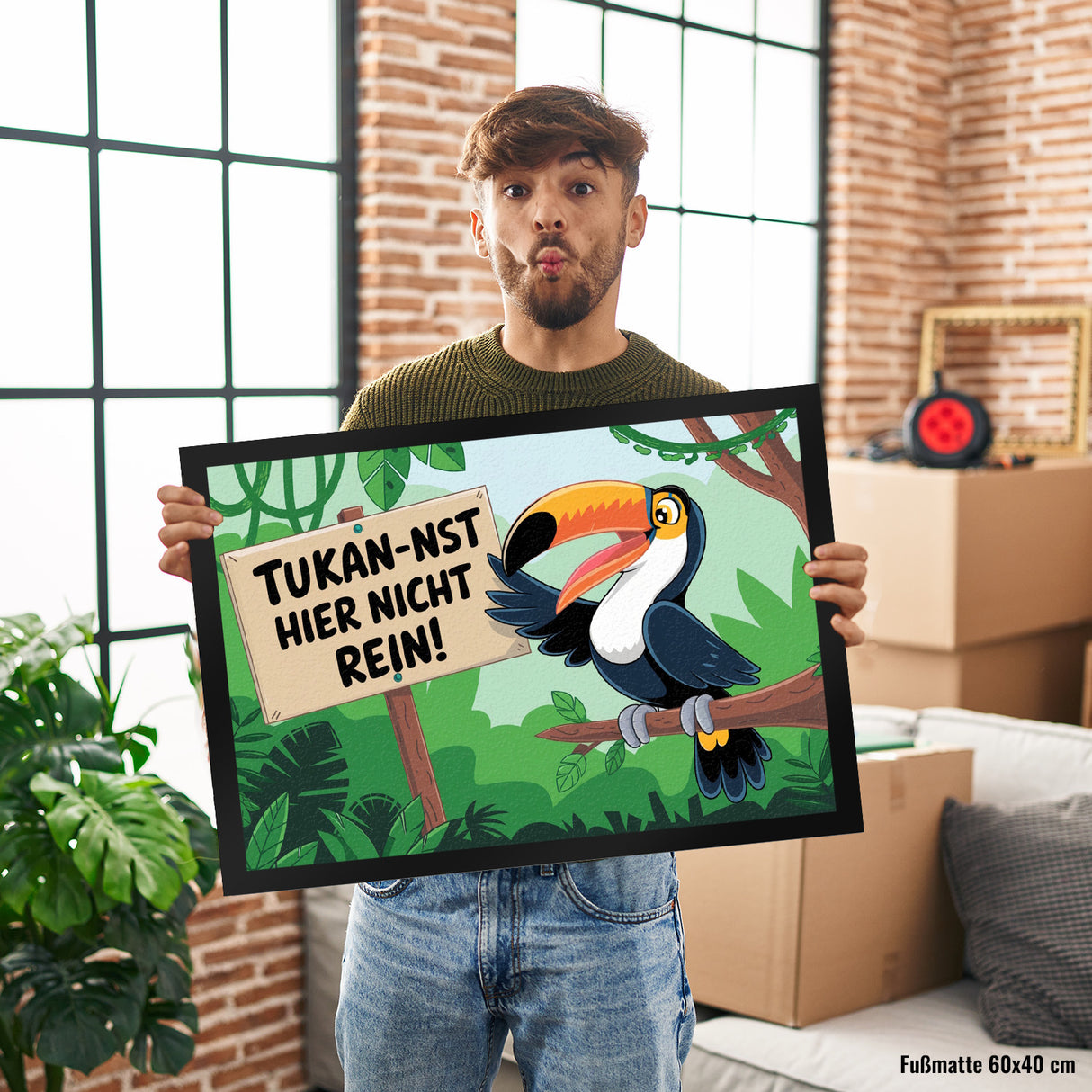 Tukan-nst hier nicht rein! Fußmatte in 35x50 cm mit Tukan im Dschungel