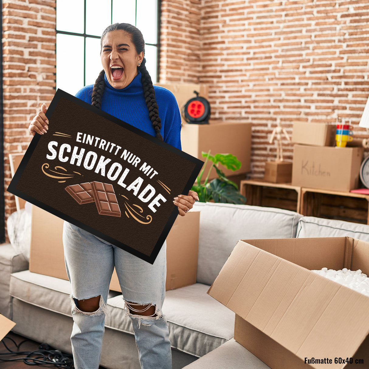 EINTRITT NUR MIT SCHOKOLADE Fussmatte für Schokoladenfans
