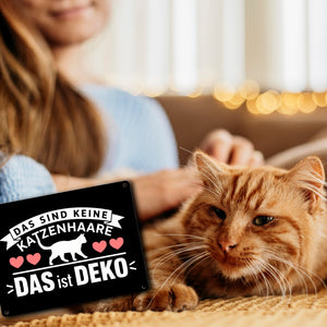 Keine Katzenhaare nur Deko Katzen Metallschild in 15x20 cm