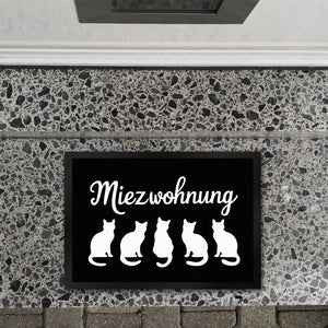 Miezwohnung Katzen Silhouetten Fußmatte in 35x50 cm für Katzenfans