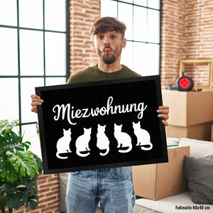Miezwohnung Katzen Silhouetten Fußmatte in 35x50 cm für Katzenfans