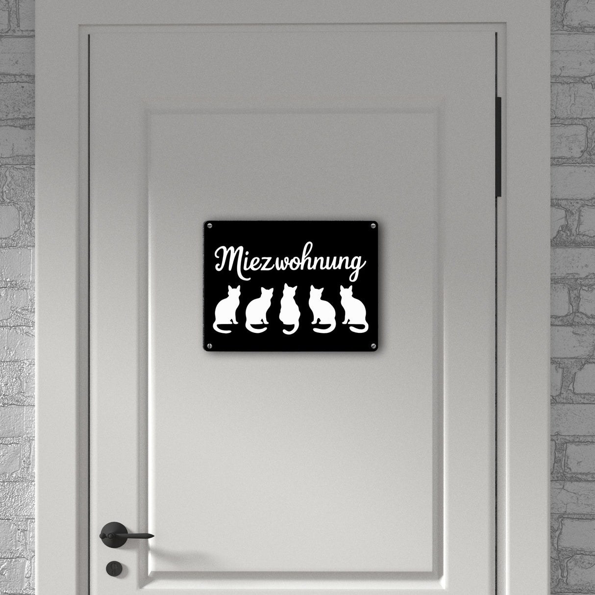 Miezwohnung Katzen Silhouetten Metallschild in 15x20 cm für Katzenfans