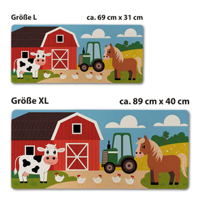 Bauernhof Schreibtischunterlage 69x31cm XXL Mauspad für Kinder