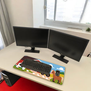 Bauernhof Schreibtischunterlage 69x31cm XXL Mauspad für Kinder
