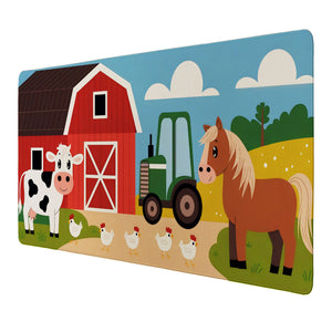 Bauernhof Schreibtischunterlage 69x31cm XXL Mauspad für Kinder