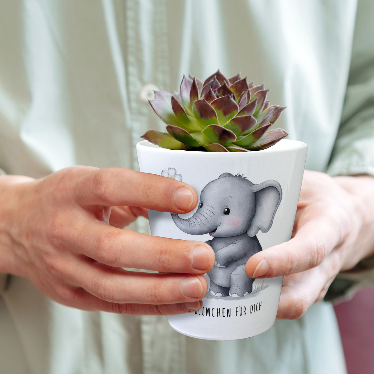 Grauer Elefant - Blümchen für dich Blumentopf