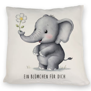 Grauer Elefant - Blümchen für dich Kissen