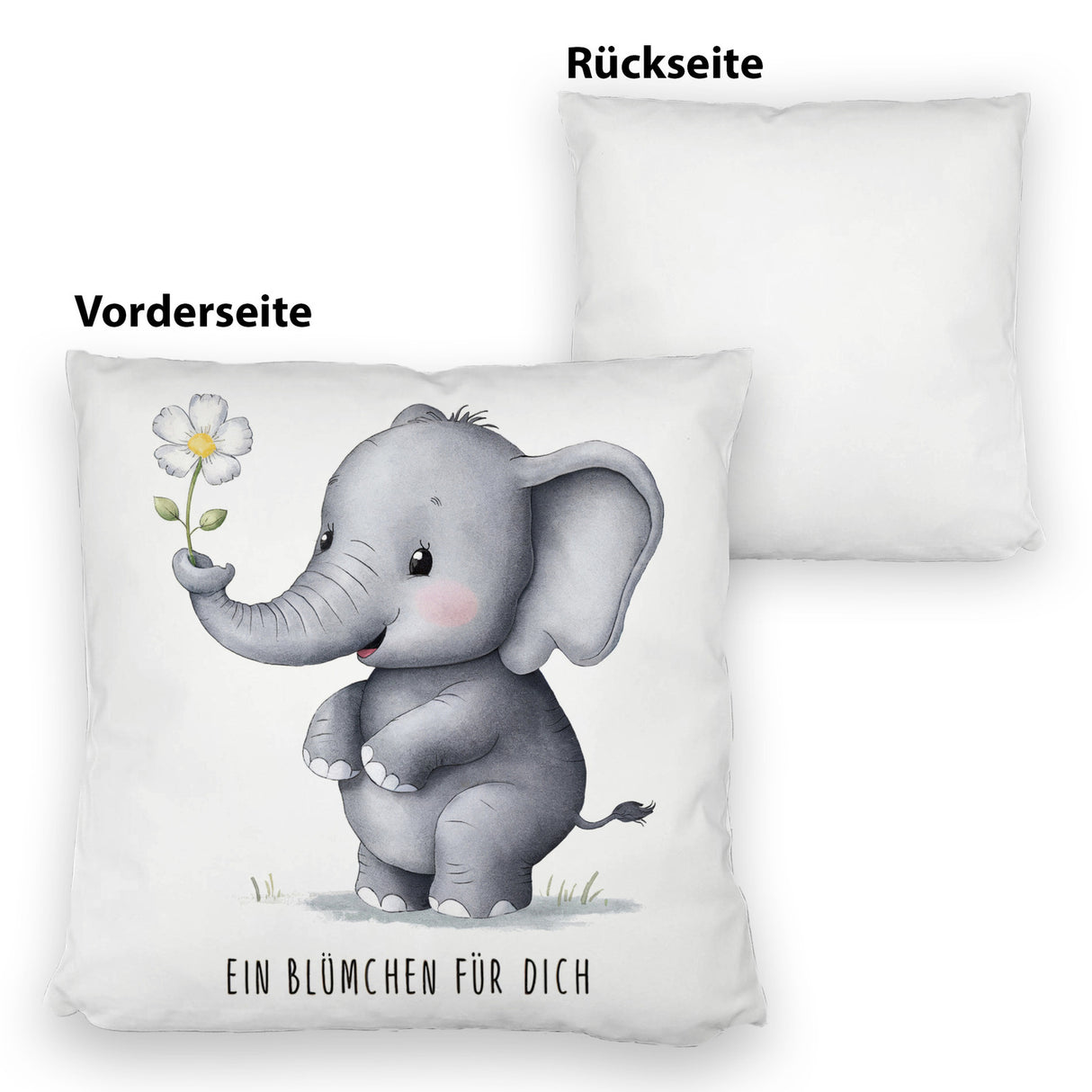 Grauer Elefant - Blümchen für dich Kissen