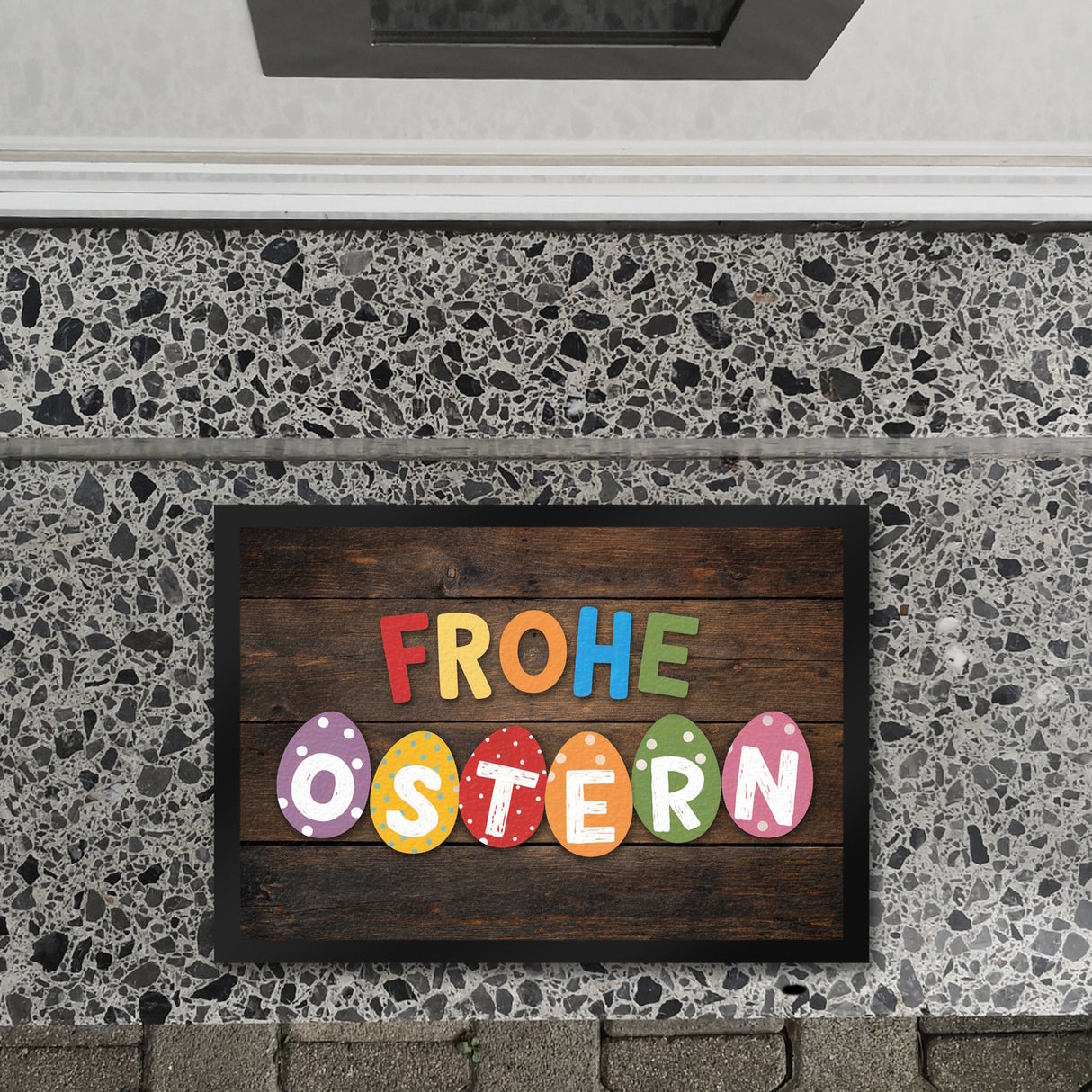 Fröhliche Ostern Fußmatte in 35x50 cm mit bunten Eiern