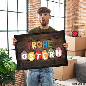 Fröhliche Ostern Fußmatte in 35x50 cm mit bunten Eiern