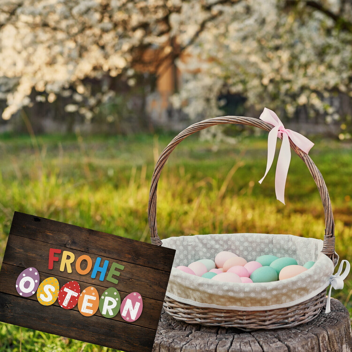 Frohe Ostern Souvenir Magnet mit bunten Eiern