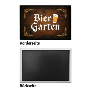 Biergarten Souvenir Magnet im rustikalen Holz-Look
