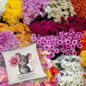 Maus mit Blume Kissen - wundervoller Tag