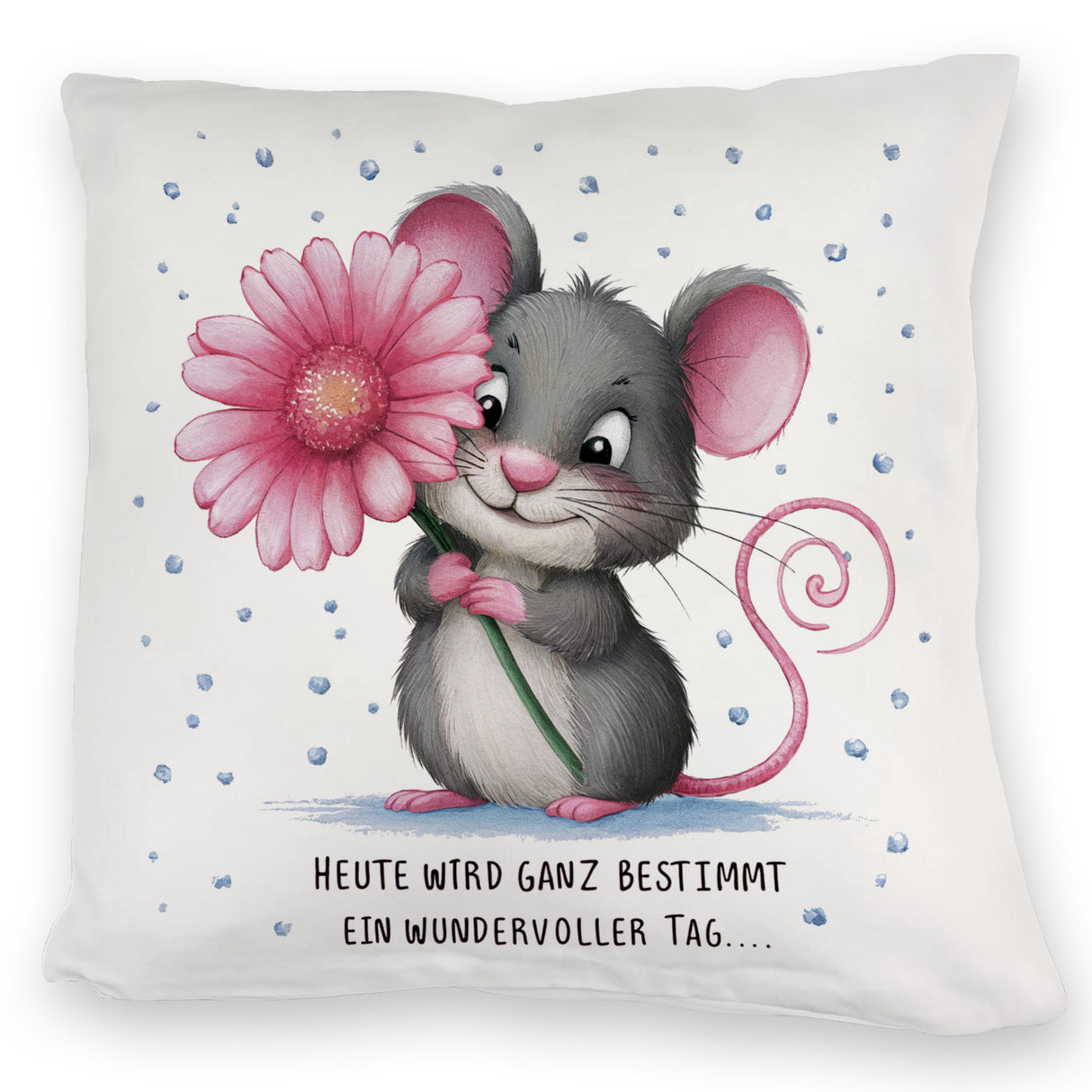 Maus mit Blume Kissen - wundervoller Tag