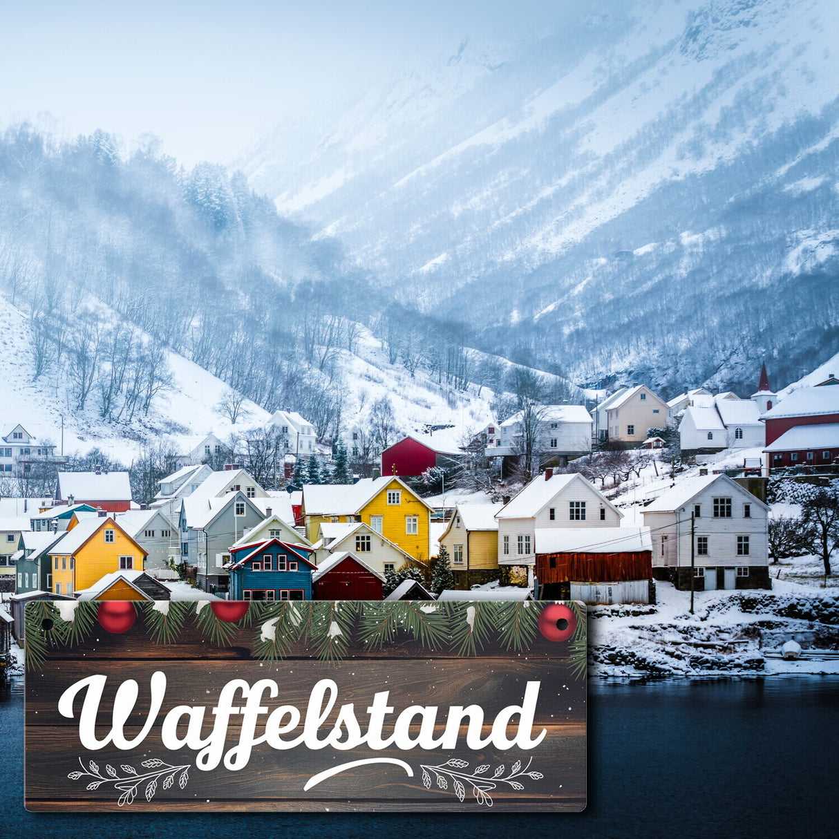 Winterlicher Waffelstand Metallschild