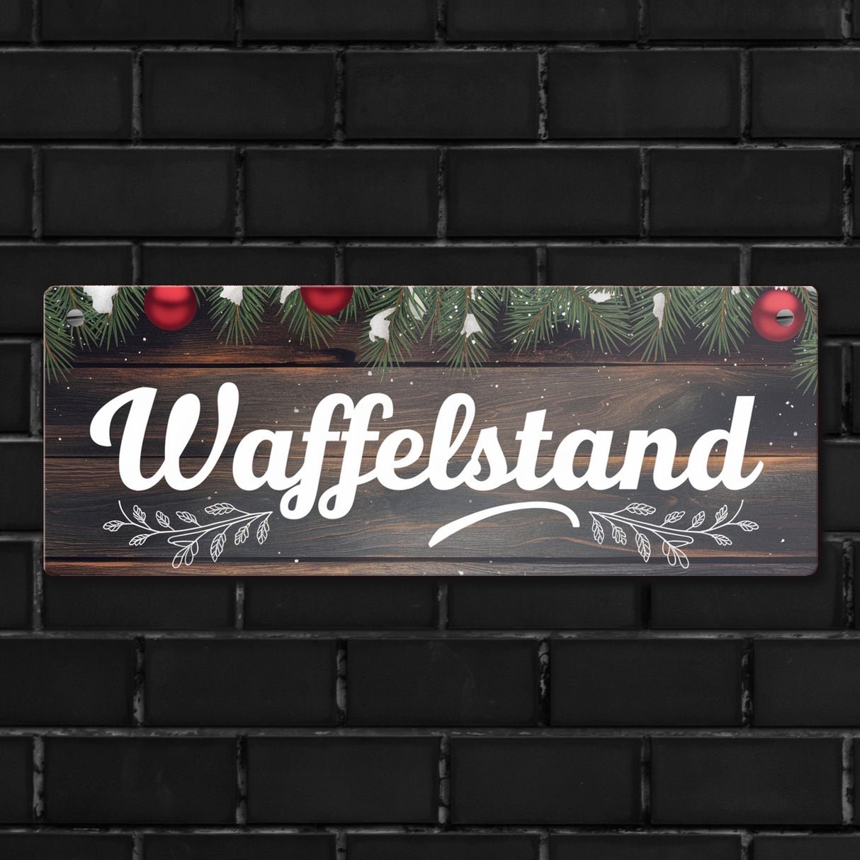 Winterlicher Waffelstand Metallschild