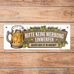 Bitte keine Werbung einwerfen Metallschild für Biertrinker