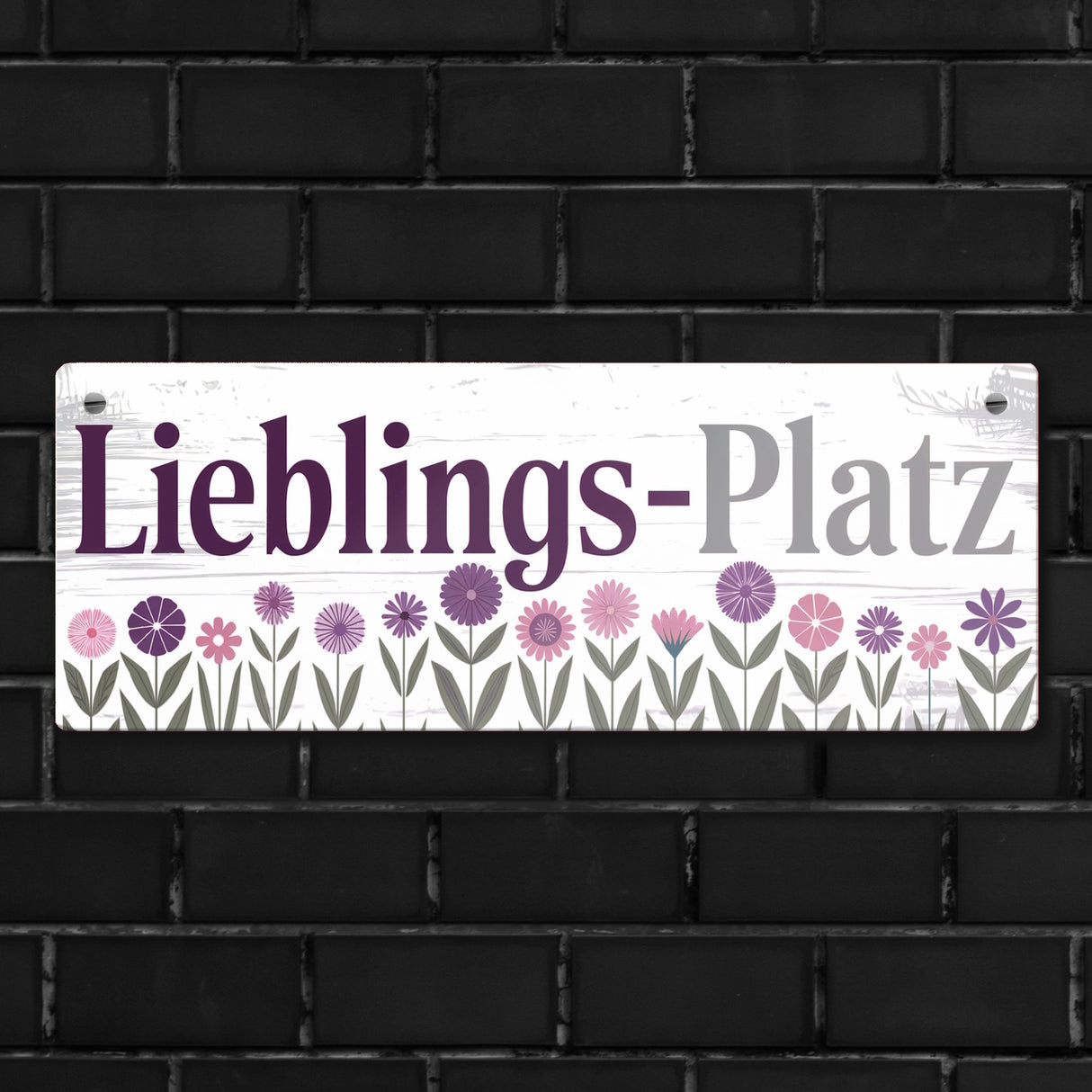 Lieblings-Platz Metallschild mit Blumen