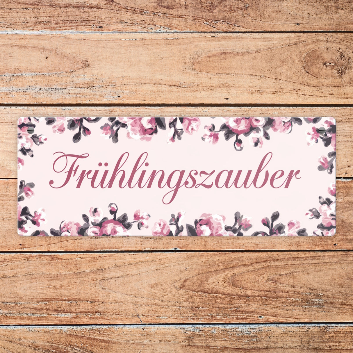 Frühlingszauber Rosa Blumen Metallschild