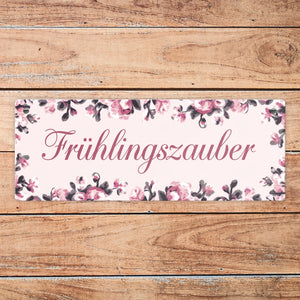 Frühlingszauber Rosa Blumen Metallschild