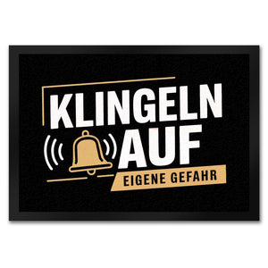 KLINGELN AUF EIGENE GEFAHR Fußmatte in 35x50 cm mit Glockensymbol