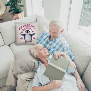 Pinguin ICH LIEBE DICH Kissen für Tierfreunde