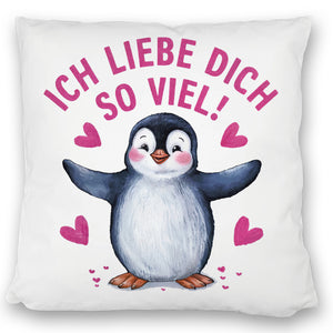 Pinguin ICH LIEBE DICH Kissen für Tierfreunde
