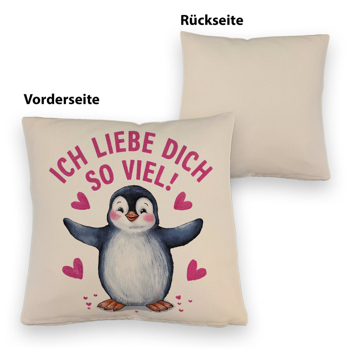 Pinguin ICH LIEBE DICH Kissen für Tierfreunde