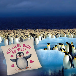 Pinguin ICH LIEBE DICH Kissen für Tierfreunde