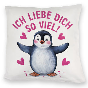 Pinguin ICH LIEBE DICH Kissen für Tierfreunde