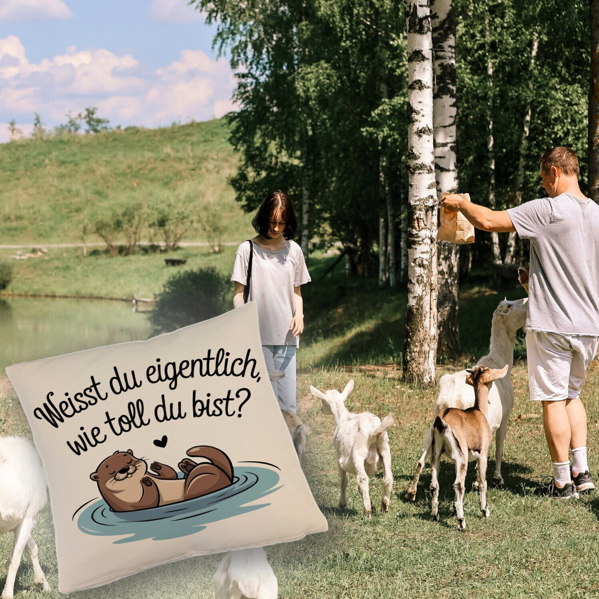 Weisst du eigentlich, wie toll du bist? Kissen mit Otter