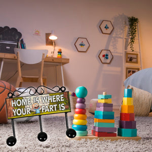 Home is where your fart is Kleiderhaken Leiste mit 3 Haken