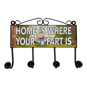 Home is where your fart is Kleiderhaken Leiste mit 3 Haken