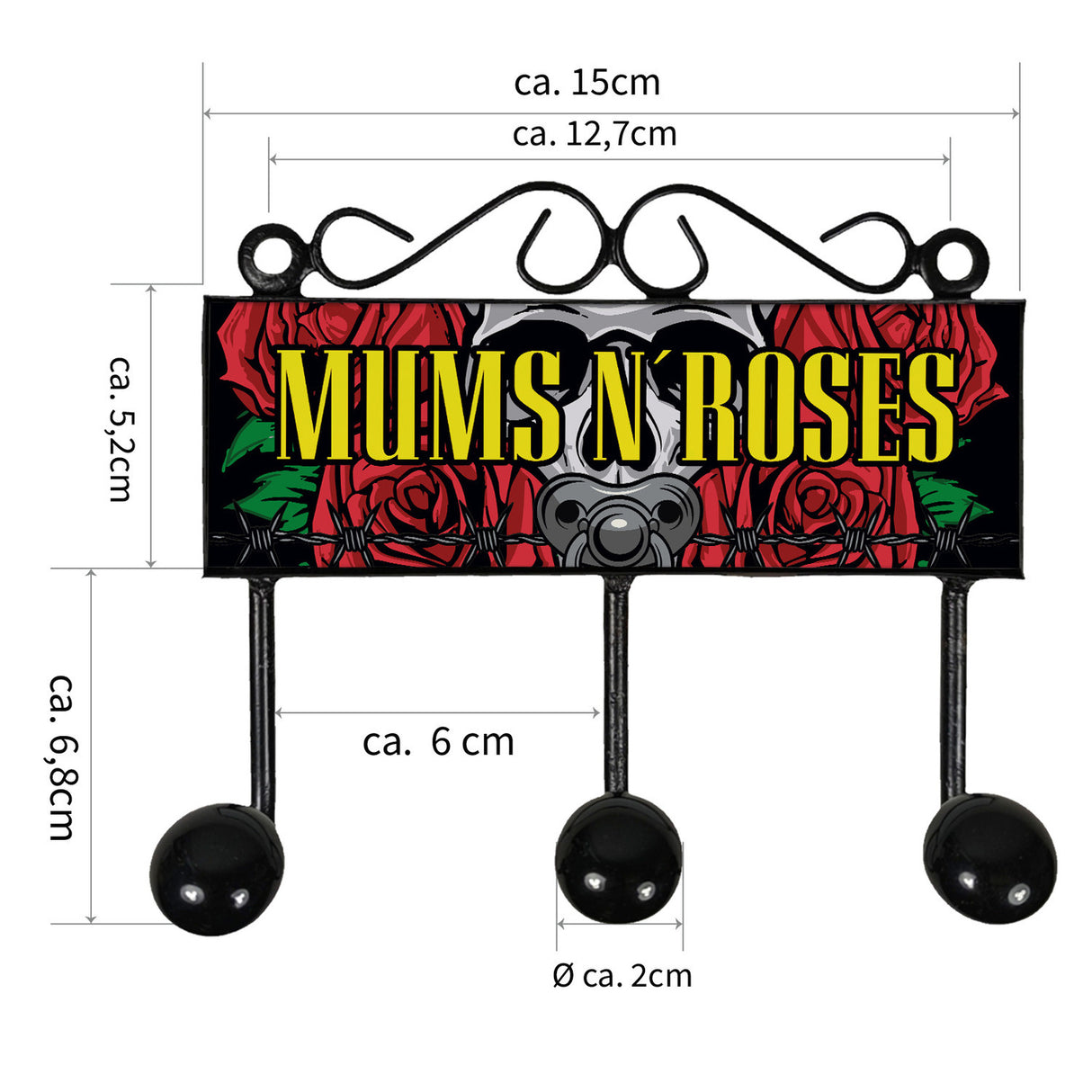 Mums + Roses Wortwitz Kleiderhaken Leiste mit 3 Haken