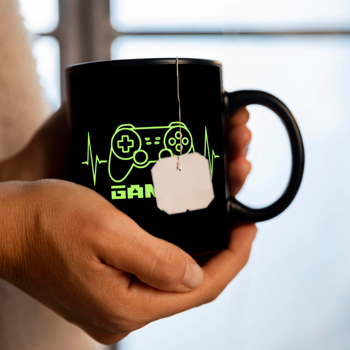 Game-Controller Tasse mit Gamer Herzschlag