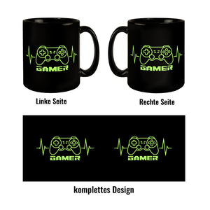 Game-Controller Tasse mit Gamer Herzschlag