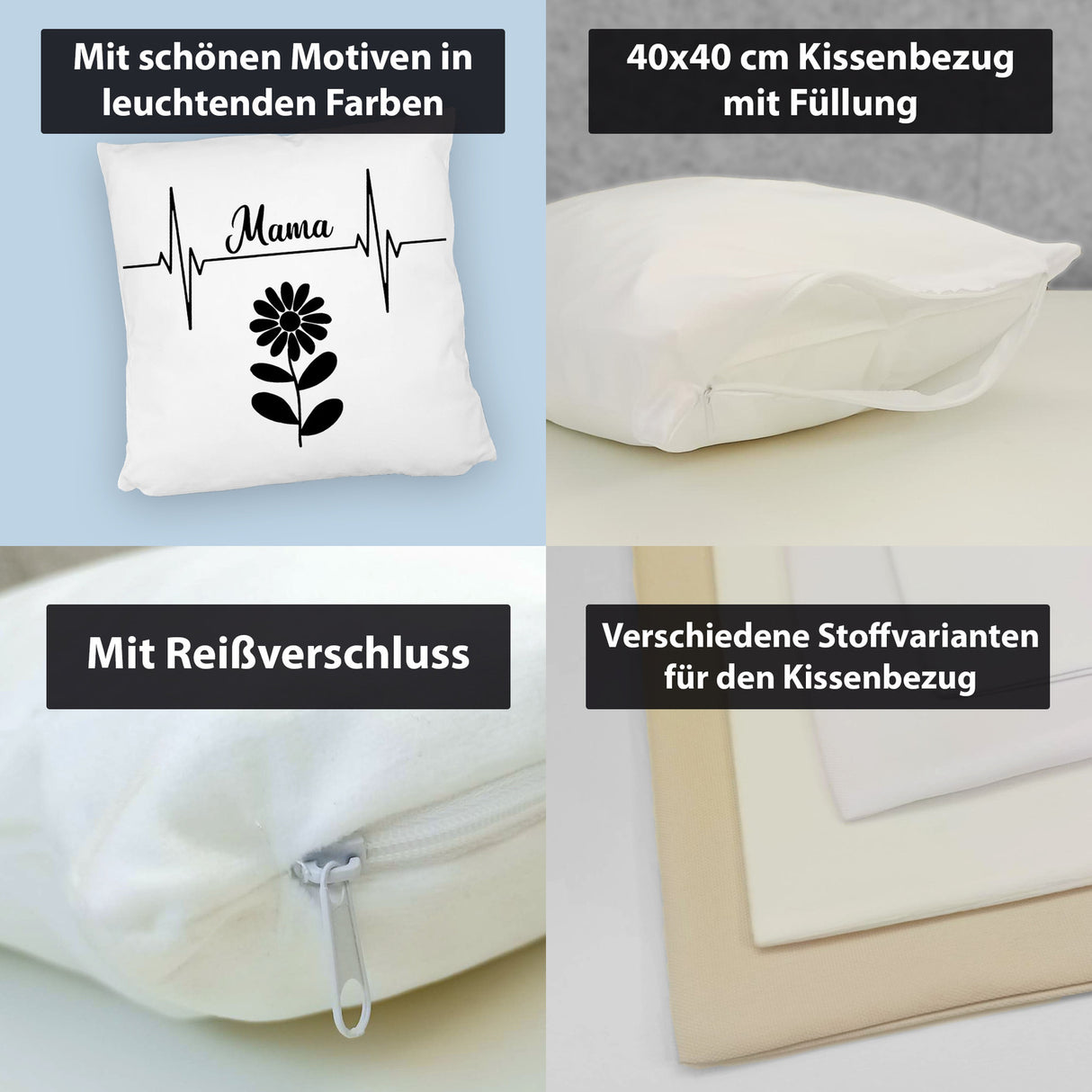 Mama Herzschlag mit Blume Kissen für Mütter