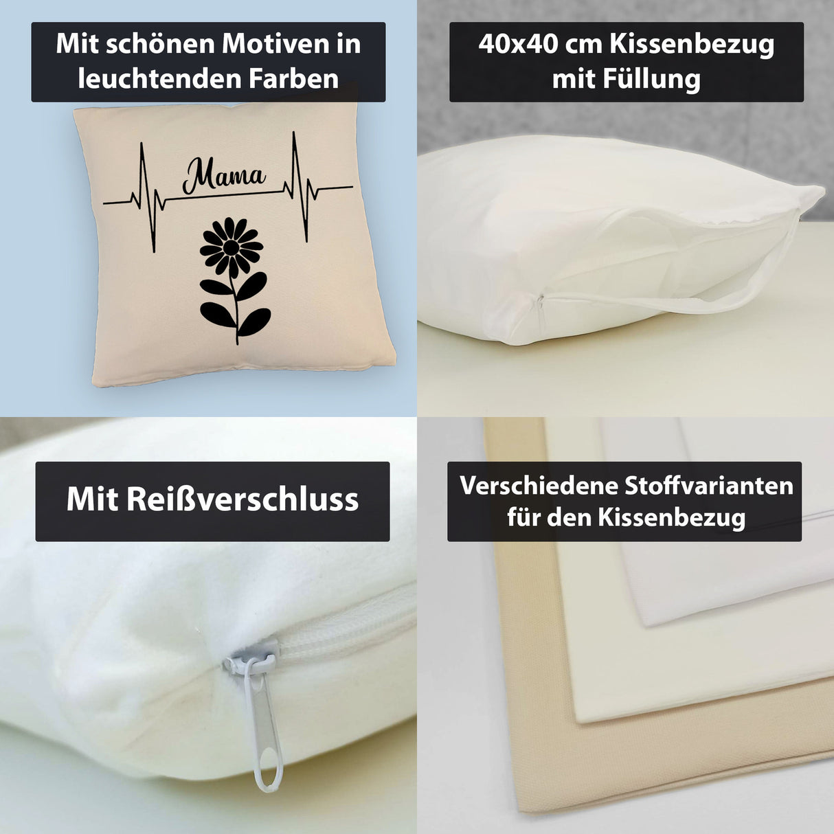 Mama Herzschlag mit Blume Kissen für Mütter