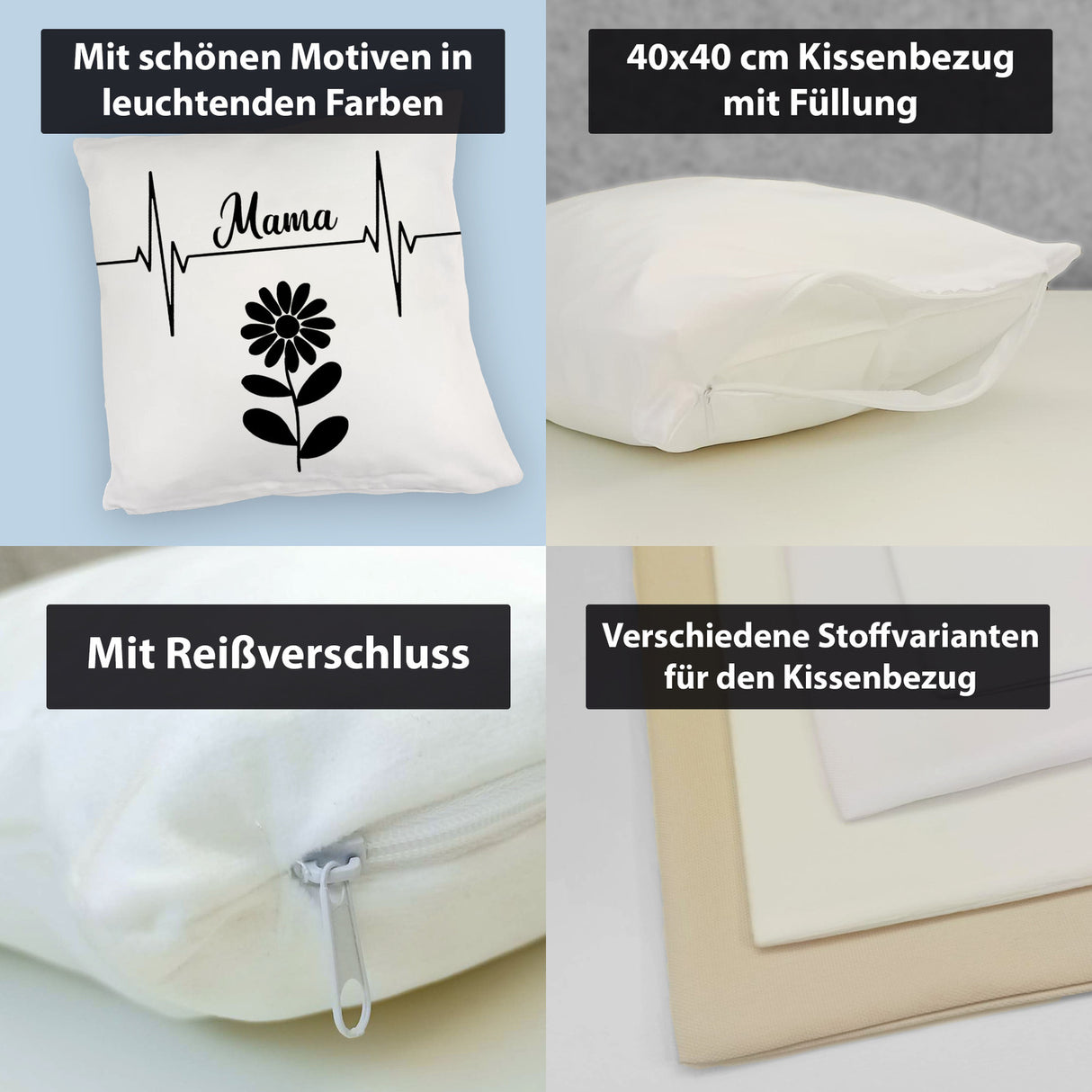 Mama Herzschlag mit Blume Kissen für Mütter