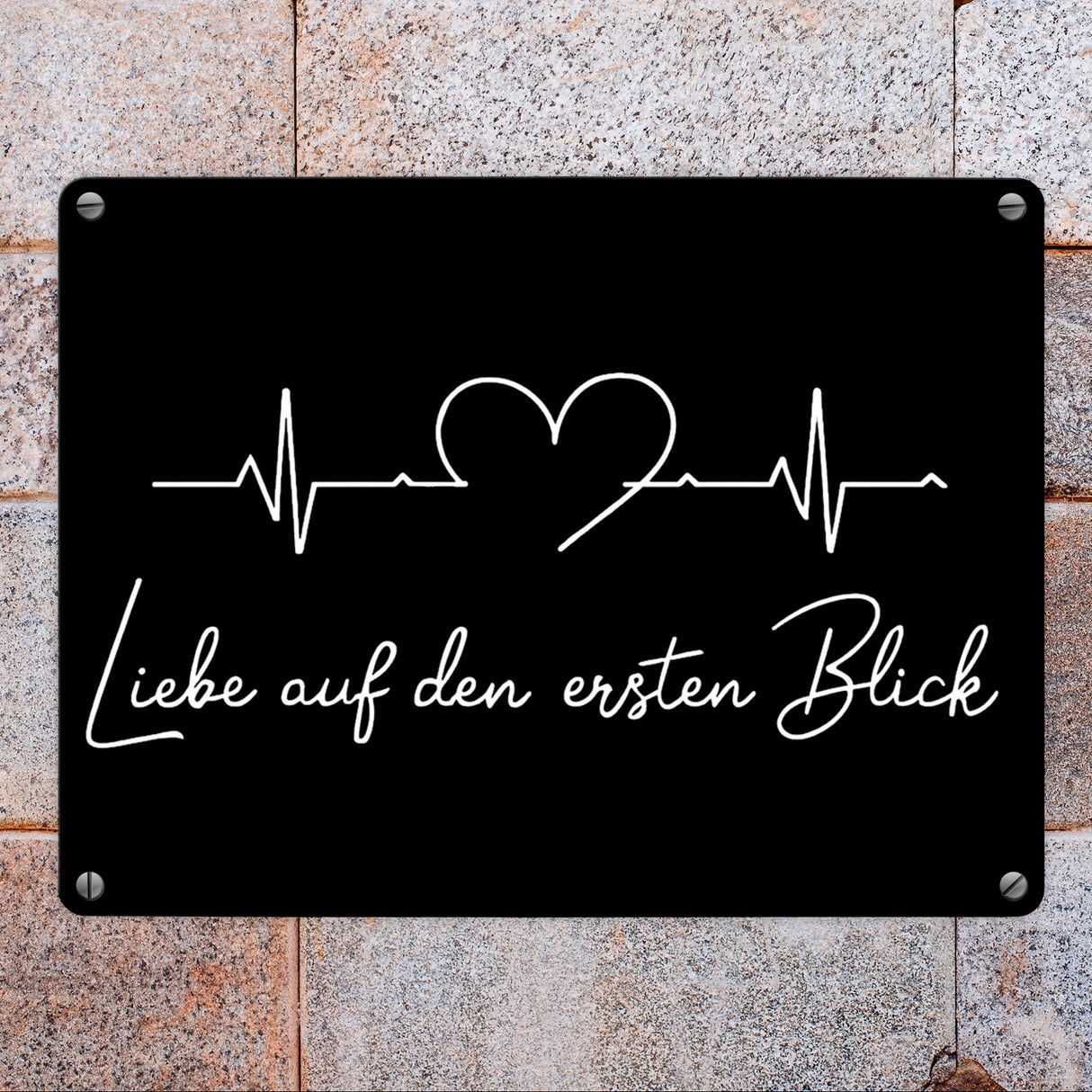 Liebe auf den ersten Blick EKG Herz Metallschild in 15x20 cm