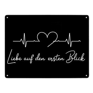 Liebe auf den ersten Blick EKG Herz Metallschild in 15x20 cm