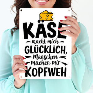 Käse macht glücklich Metallschild in 15x20 cm für Käseliebhaber