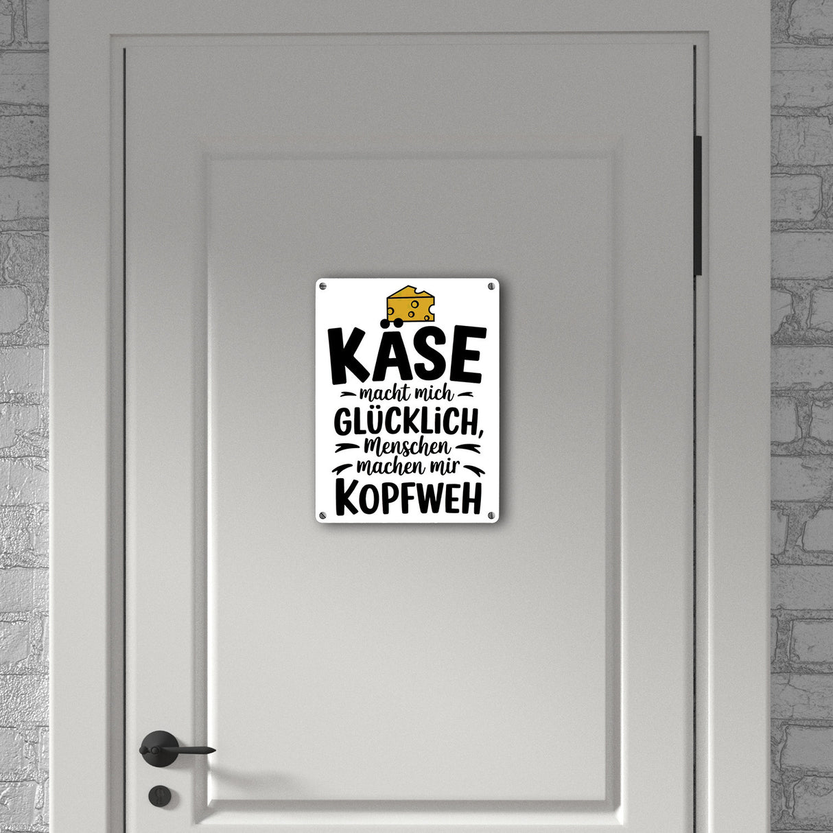 Käse macht glücklich Metallschild in 15x20 cm für Käseliebhaber
