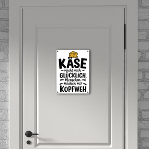 Käse macht glücklich Metallschild in 15x20 cm für Käseliebhaber