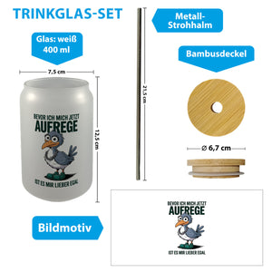 Cartoon Vogel rege mich nicht auf Trinkglas mit Bambusdeckel