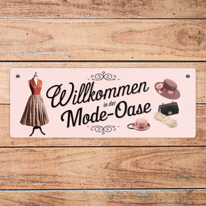 Willkommen in der Mode-Oase Metallschild Vintage