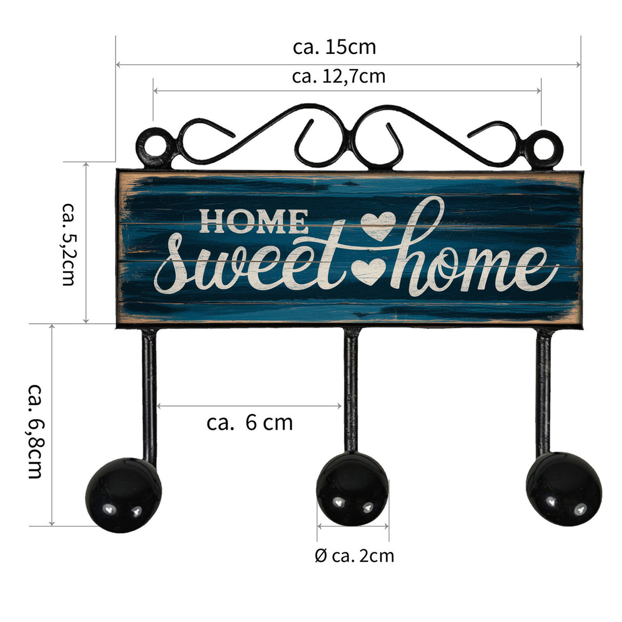 Home Sweet Home Kleiderhaken Leiste mit 3 Haken