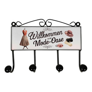 Willkommen in der Mode-Oase Kleiderhaken Leiste mit 3 Haken Vintage