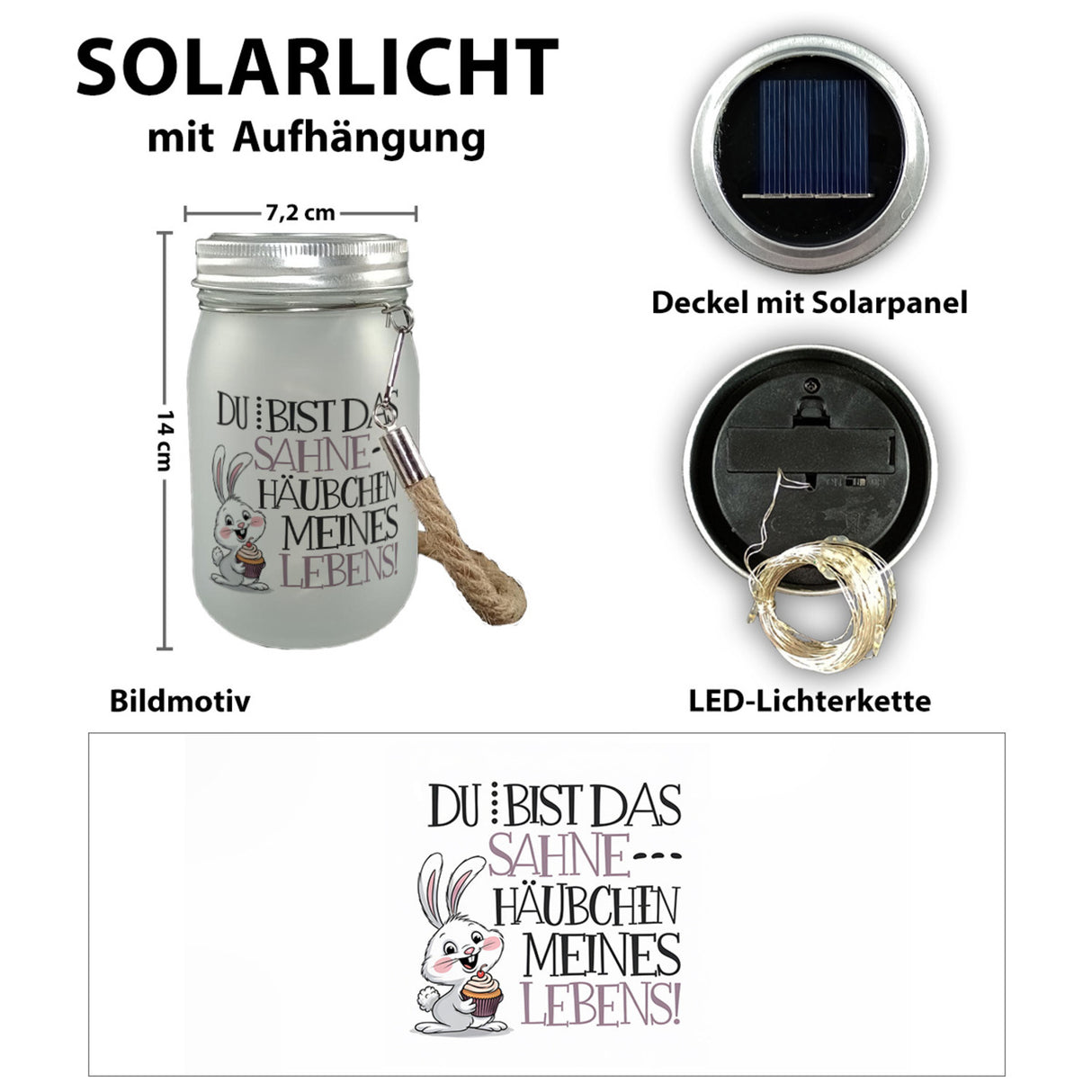 Hase Cupcake Solarlicht Sahnehäubchen meines Lebens