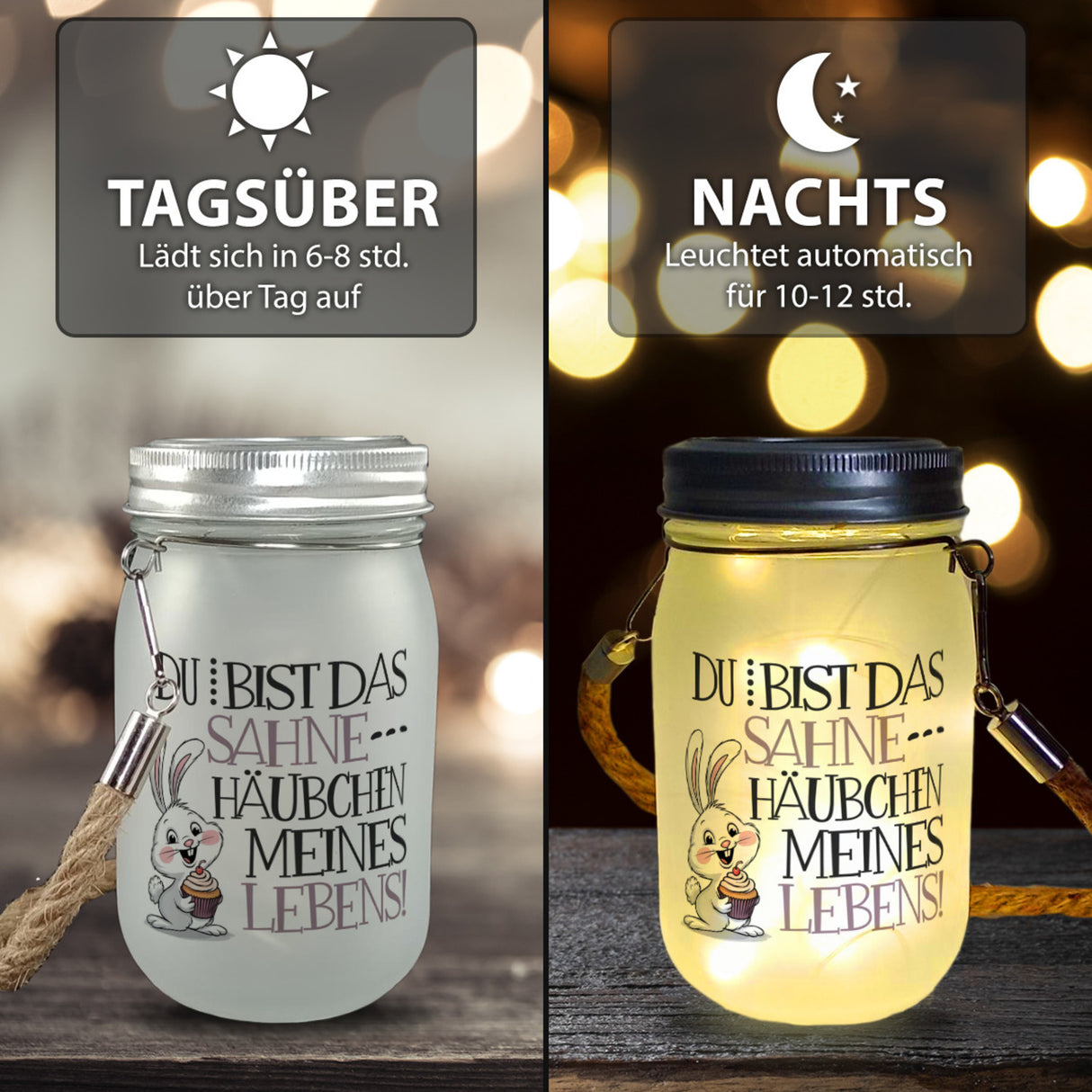 Hase Cupcake Solarlicht Sahnehäubchen meines Lebens